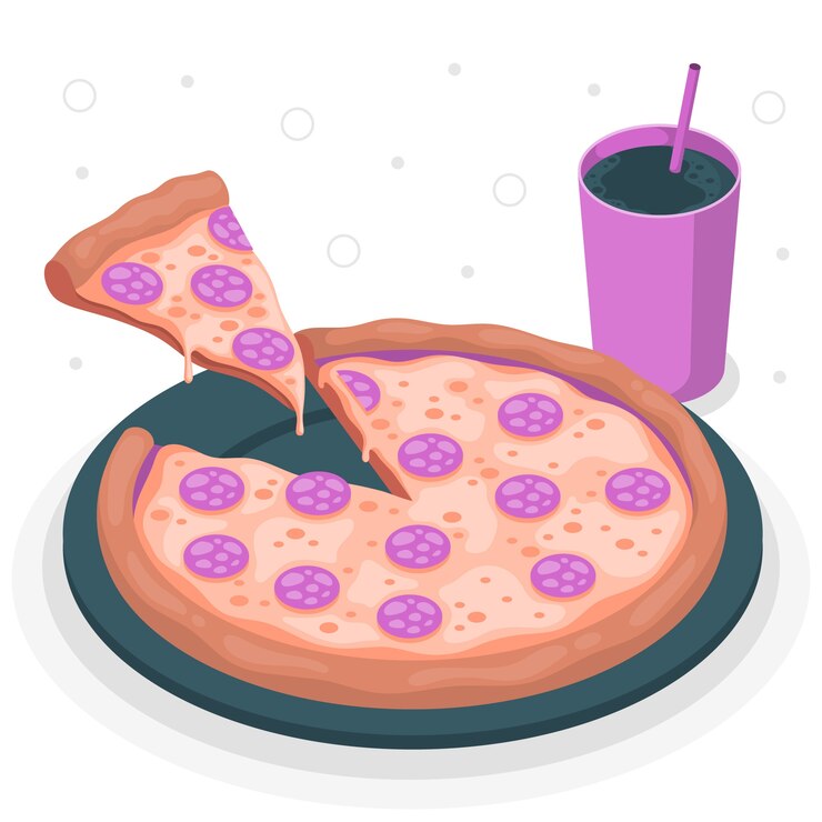 Free Vector pepperoni pizza  concept illustration