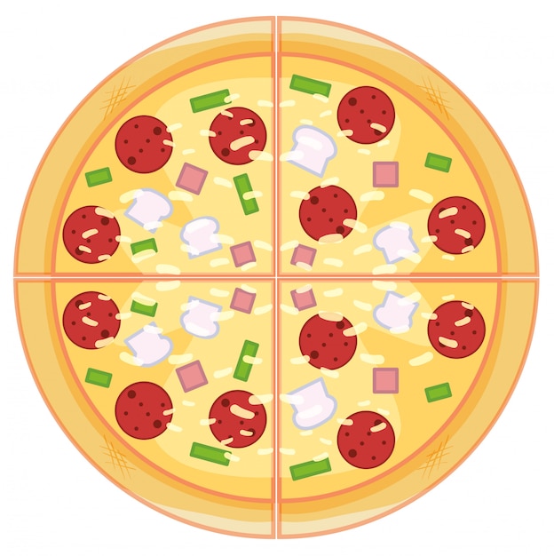 Free vector pepperoni pizza on white background