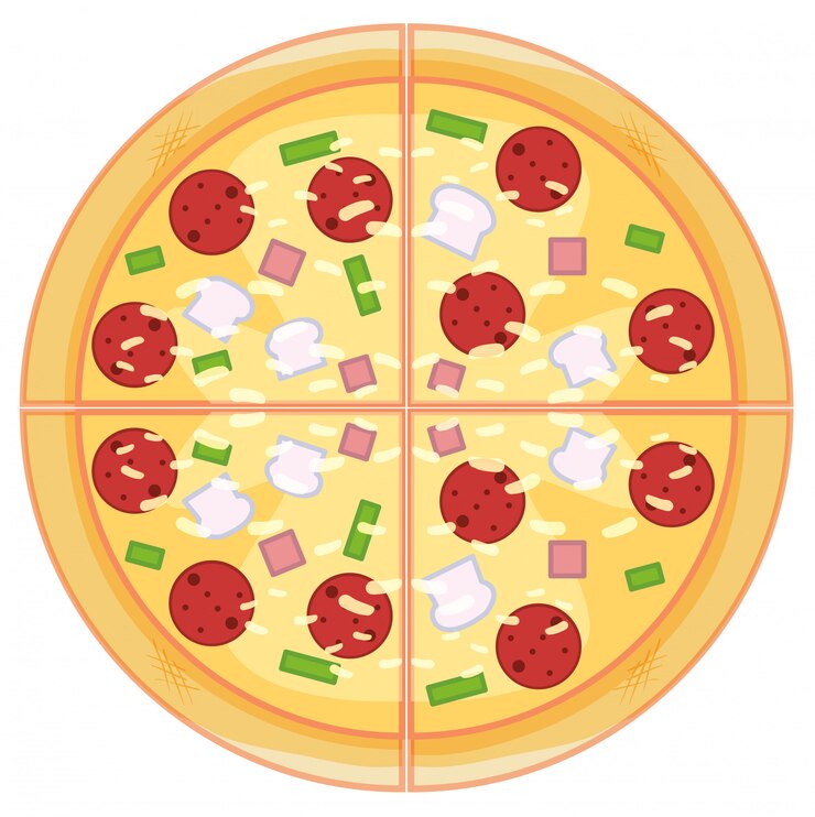 Free Vector pepperoni pizza on white background