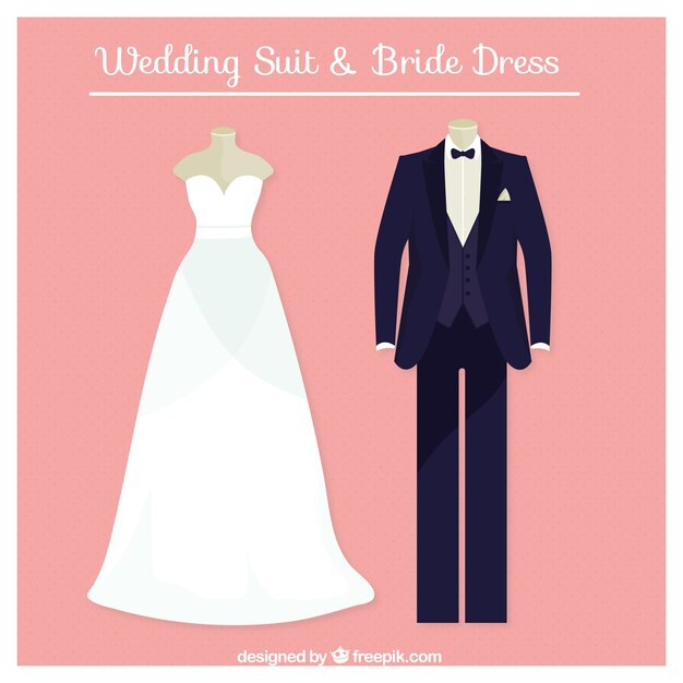 完璧な結婚式のスーツと花嫁のドレス