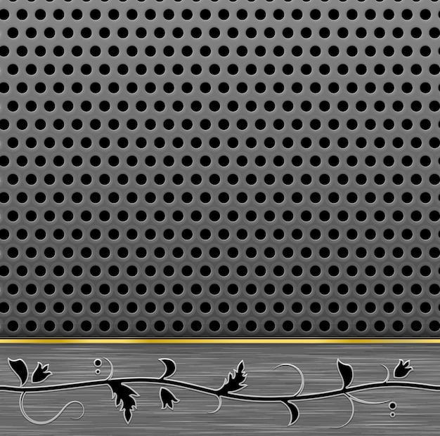 Перфорированный фон с цветочным узором из металла