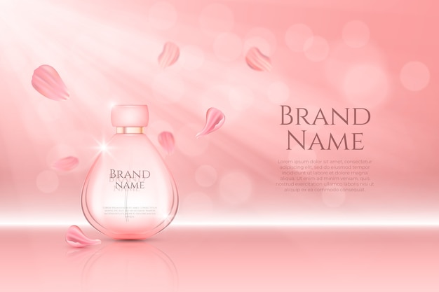 香水瓶の化粧品の広告