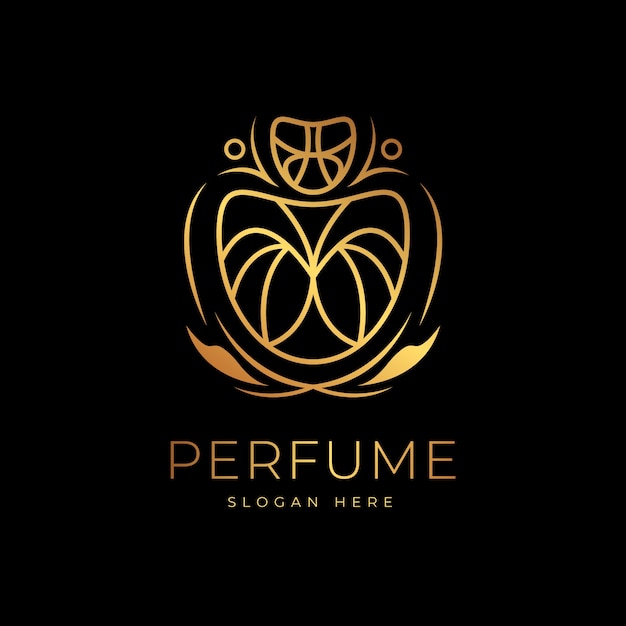 Парфюмерный логотип класса люкс золотистый дизайн