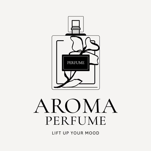 Perfume shop logo template, beauty business branding design, black and white vector