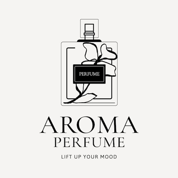 Perfume shop logo template, beauty business branding design, black and white vector