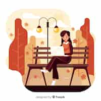 Free vector person in an autumn park