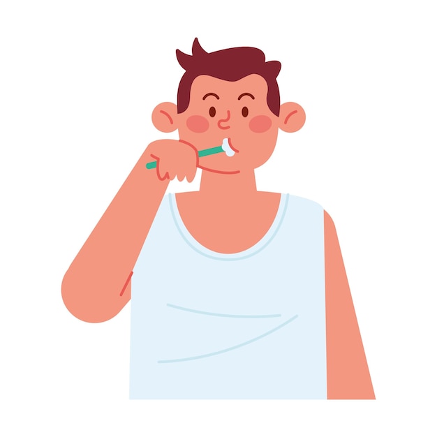 Free vector person brushing teeth for hygiene