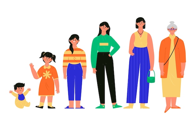 Free vector a person in different ages