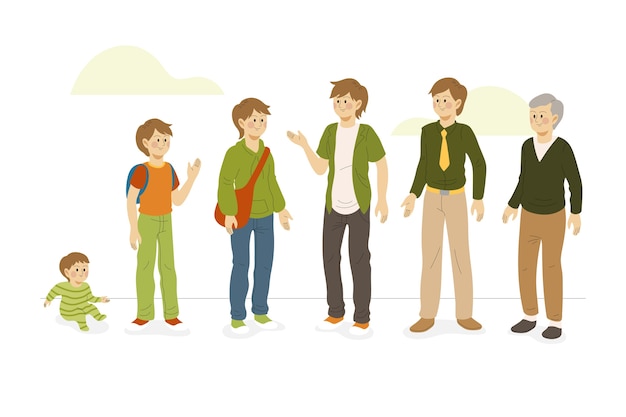 Free vector a person in different ages