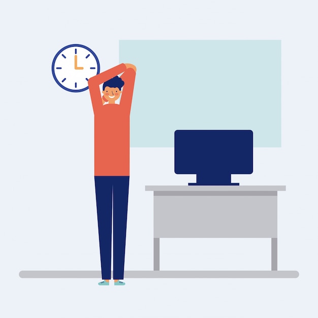Free vector person doing an active break in the office, flat style