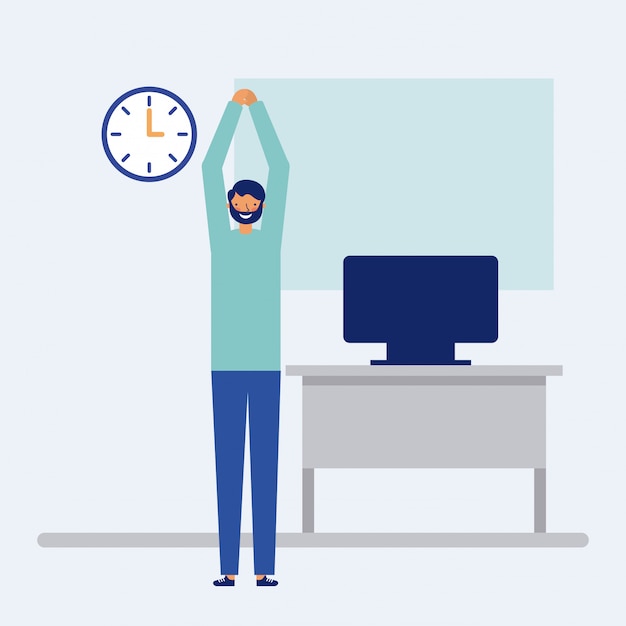 Free vector person doing an active break in the office, flat style