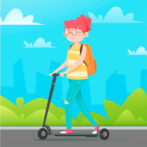 person driving an electric transportation vehicle