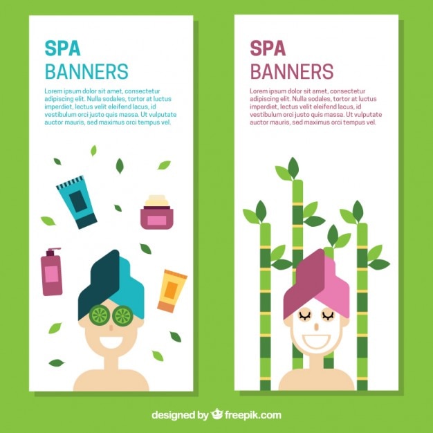 Free vector person enjoying of a spa session banners