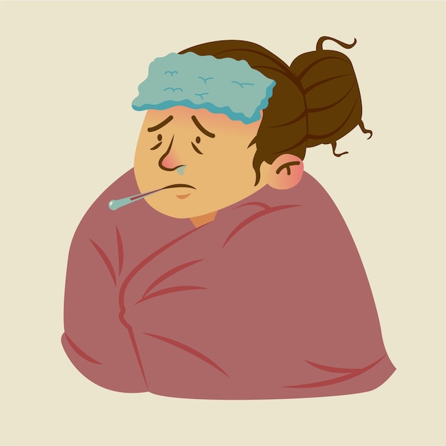 Person having a cold illustrated