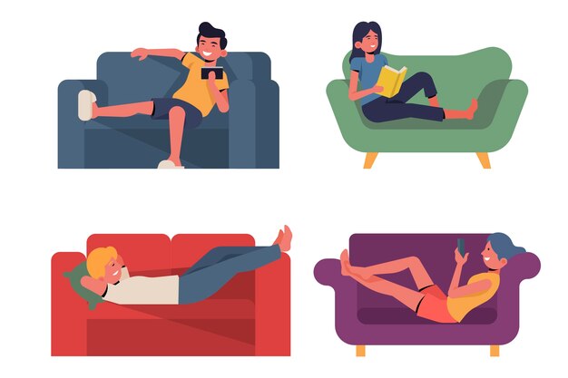 A person at home relaxing illustration concept