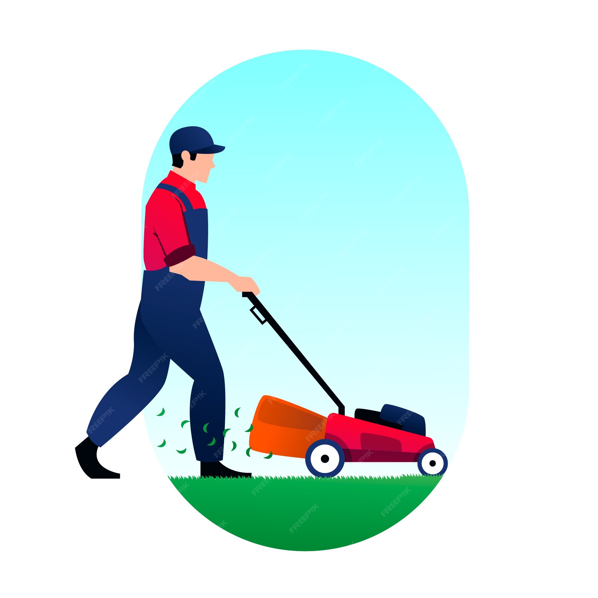 clipart of mowing lawns