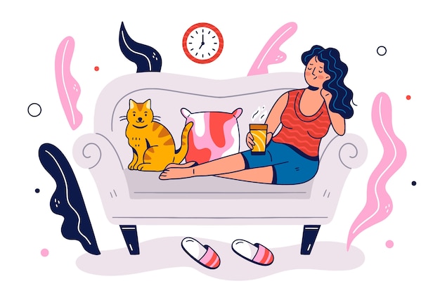 Person relaxing at design theme for illustration