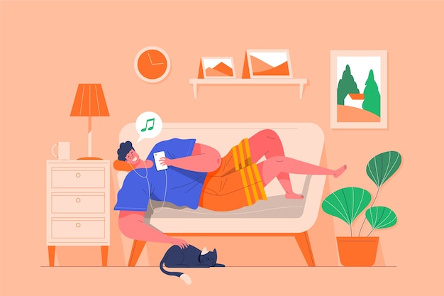 A person relaxing at home concept