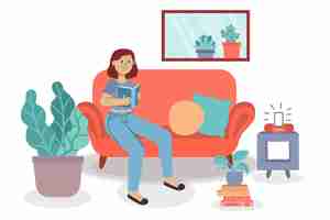 Free vector a person relaxing at home design