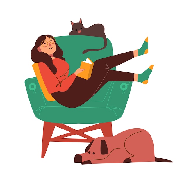 Person relaxing at home illustration theme