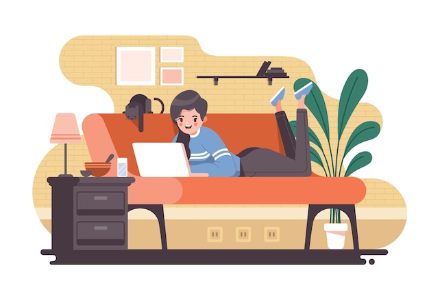 Person relaxing at home illustration