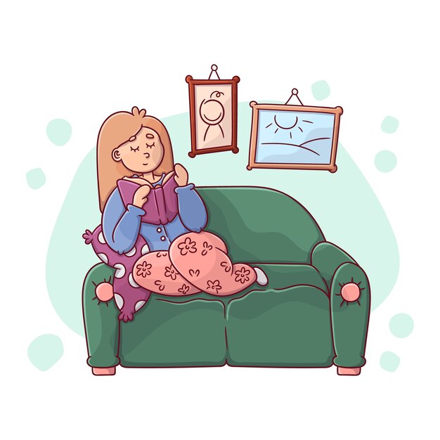 A person relaxing at home illustration
