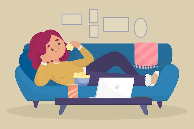 Free vector a person relaxing at home illustration