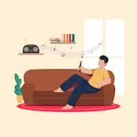 Free vector a person relaxing at home