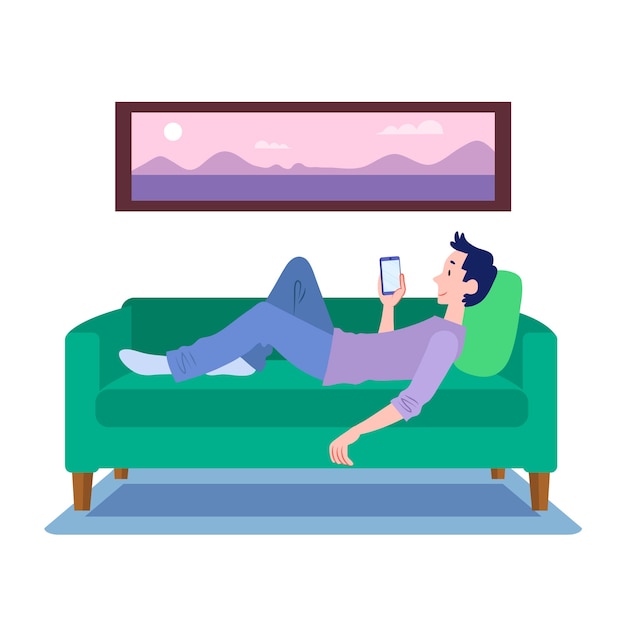 Free vector a person relaxing at home