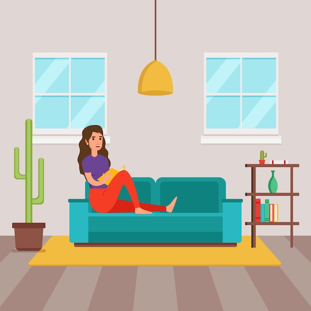 Free vector a person relaxing at home