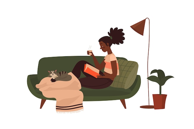 Free vector a person relaxing at home