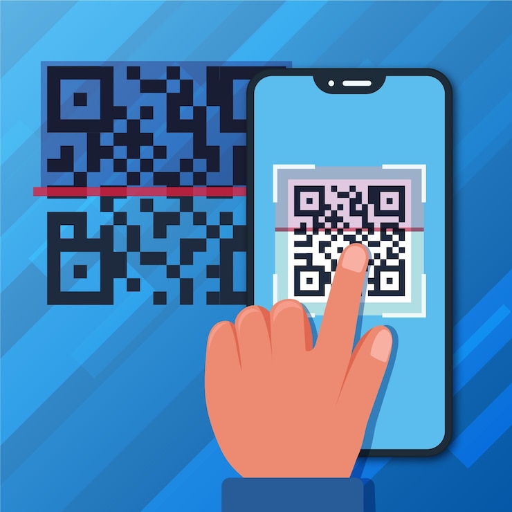 Free Vector person scanning a qr code with a smartphone