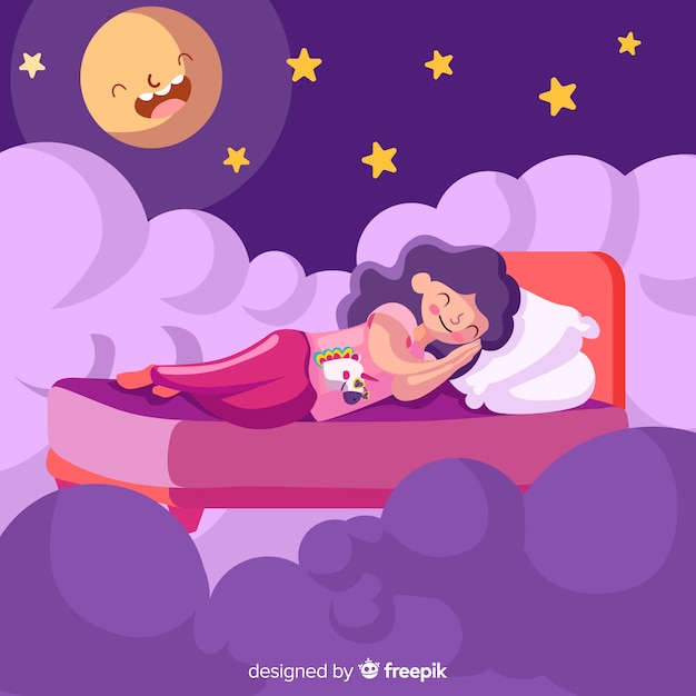 Person sleeping in bed background