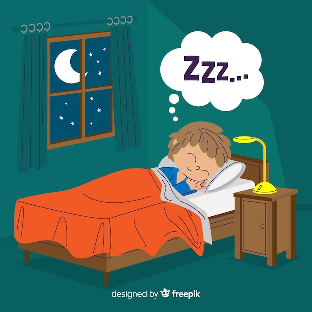 Free vector person sleeping in bed background