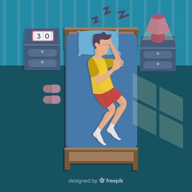 Person sleeping in bed background