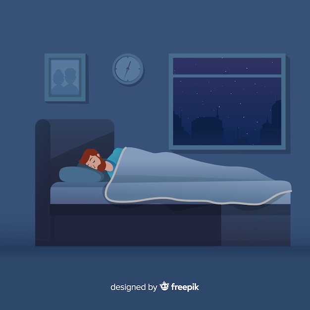 Person sleeping in bed background