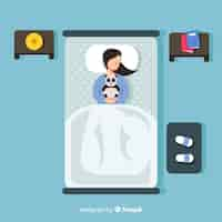 Free vector person sleeping in bed background