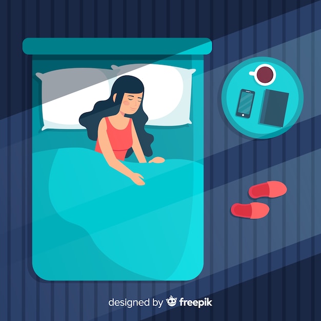 Person sleeping in bed background