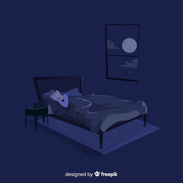 Free vector person sleeping in bed background