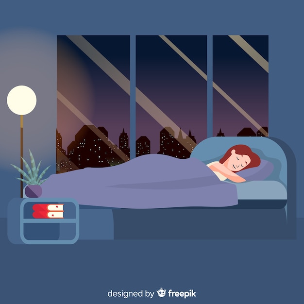 Free vector person sleeping in bed background