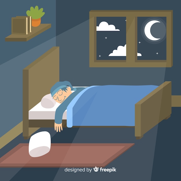 Person sleeping in bed background