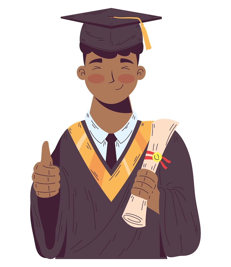 Free Vector person smiling in a graduation cap