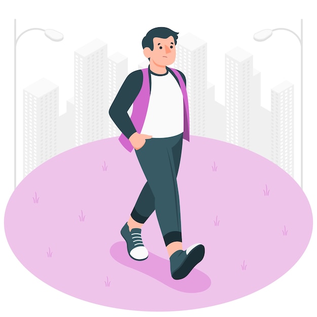 Person walking alone concept illustration