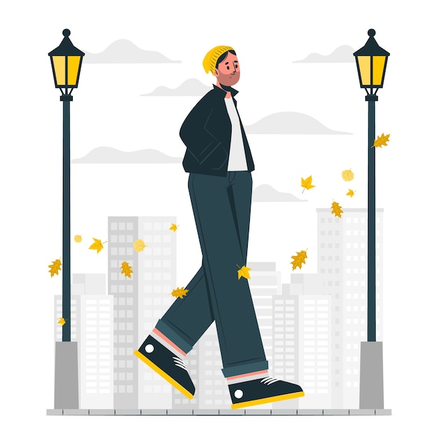 Free vector person walking alone concept illustration