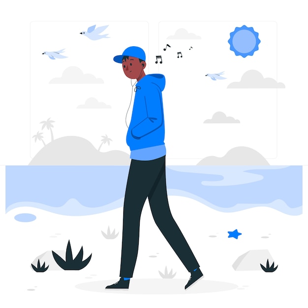 Free vector person walking alone concept illustration