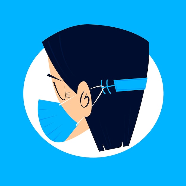 Free vector person wearing an adjustable face mask strap