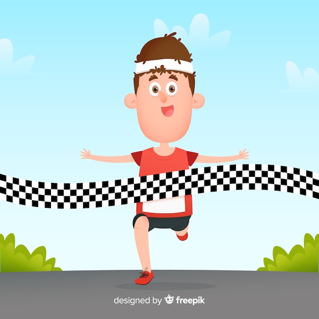 Free vector person winning a marathon race