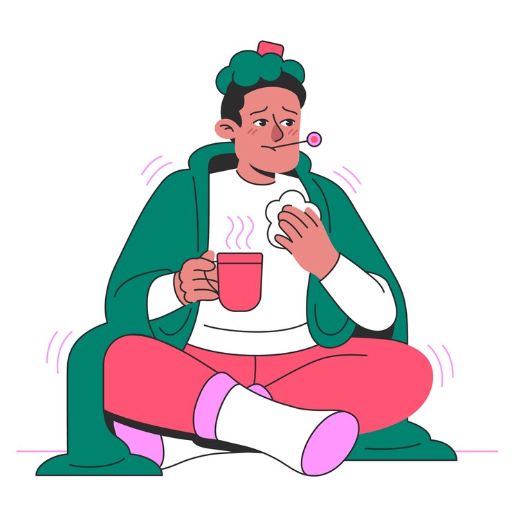 Free Vector person with a cold concept illustration