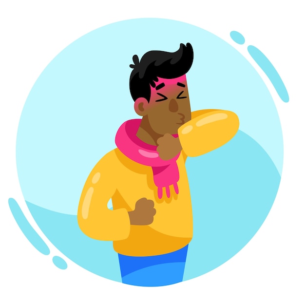 Free vector person with a cold coughing