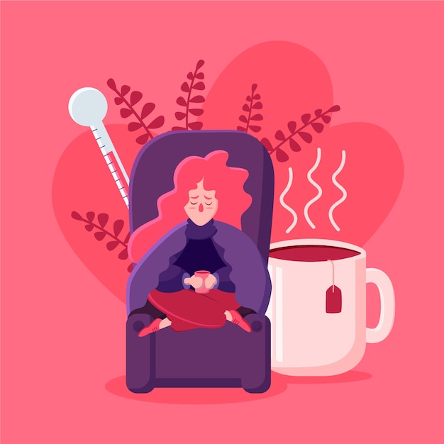 Free vector a person with a cold illustrated